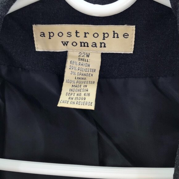 Vintage Long Blazer Transitional Weather Coat Charcoal Black Women's 22W Lined - Picture 10 of 10